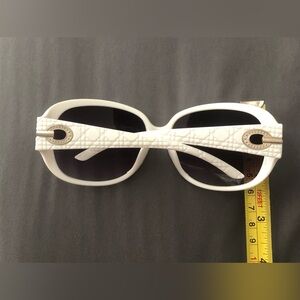 NWOT oversized white sunglasses with purple gradient lenses, silver accent.